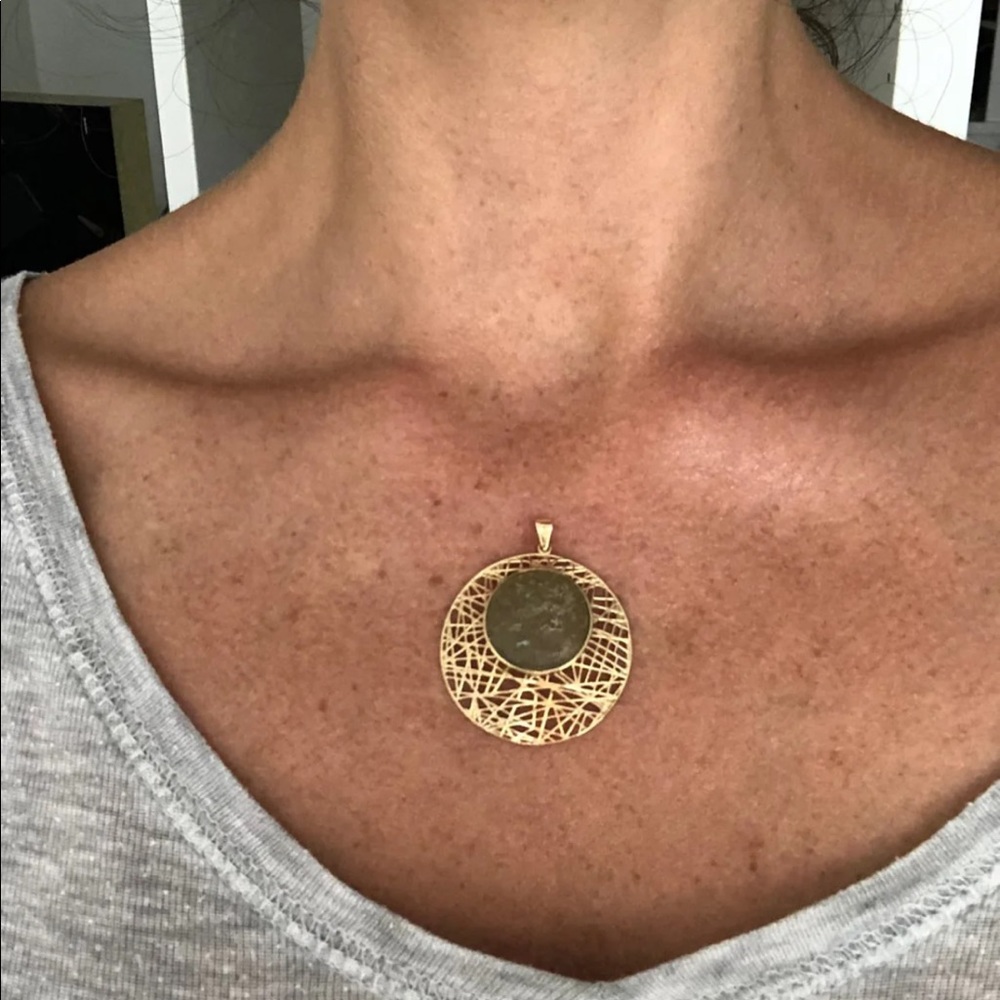 14k Solid Gold Israeli Glass Pendant